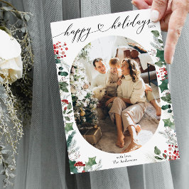 Minimaler Single Foto weiß rot Feiertagskarte