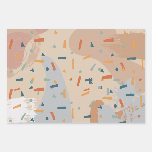 Minimaler Skandi Beige Creme Rustikale abstrakte F Geschenkpapier Set (Vorderseite 3)