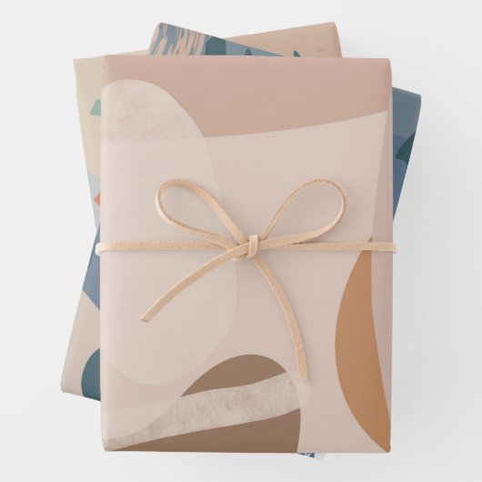 Minimaler Skandi Beige Creme Rustikale abstrakte F Geschenkpapier Set (Beispiel)