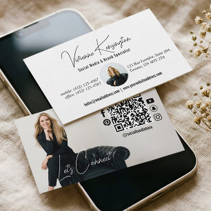 Minimaler Social-Media-Marketing-Berater-QR-Code Visitenkarte