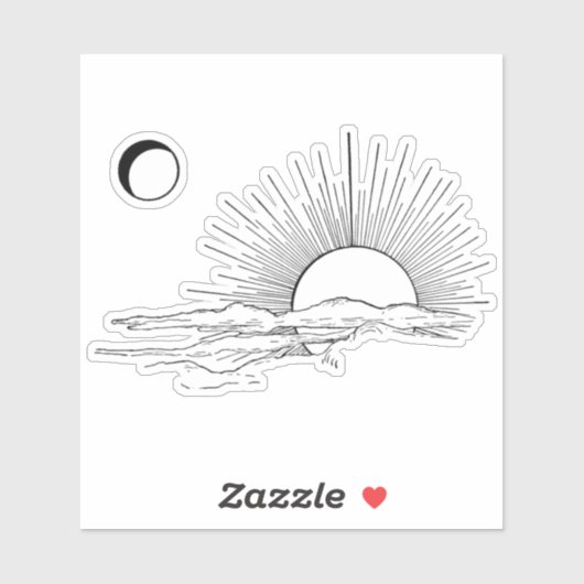 Minimaler Sonnenschutz- und Mondästhetikaufkleber Aufkleber (Blatt)