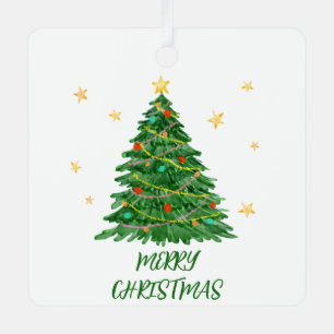 Minimaler Spaß Wasserfarben Tree Metal Ornament Aus Metall