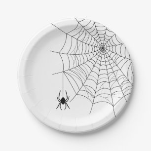 Minimaler Spinnennetz und Spider Silhouette Hallow Pappteller