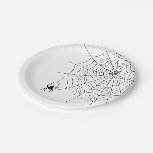 Minimaler Spinnennetz und Spider Silhouette Hallow Pappteller (Schrägansicht)