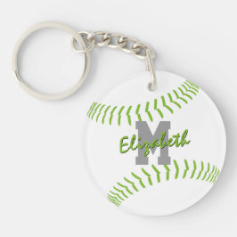 Minimaler Sport Limon weiße Softballmarke Schlüsselanhänger