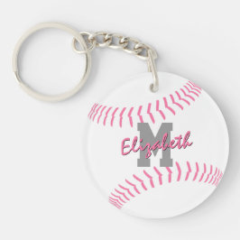 Minimaler Sportpink-weiße Softball-Anhänger Schlüsselanhänger