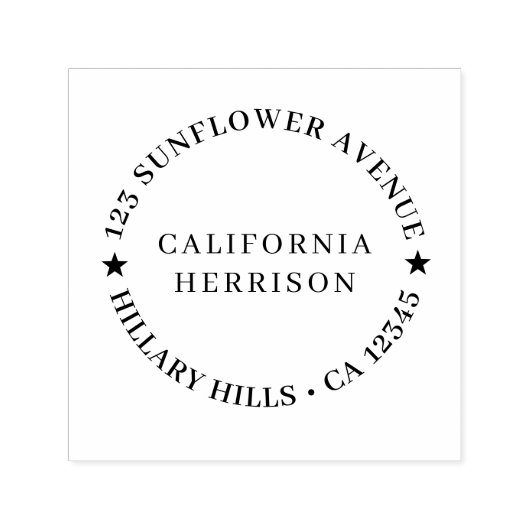 Minimaler Stern | Moderne runde Rücksendeadresse Permastempel (Design)
