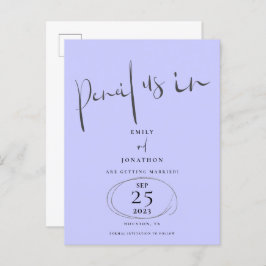 Minimaler Stift uns in Script Lavender Save the Da Ankündigungspostkarte