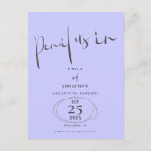 Minimaler Stift uns in Script Lavender Save the Da Ankündigungspostkarte (Vorderseite)