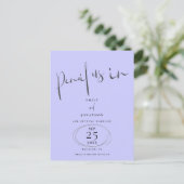 Minimaler Stift uns in Script Lavender Save the Da Ankündigungspostkarte (Stehend Vorderseite)