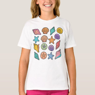 Minimaler Strand farbenfrohe Pastel Seashells T-Shirt