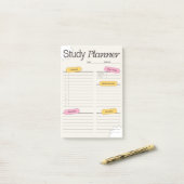Minimaler Studienplaner mit stündlichem Zeitplan Post-it Klebezettel (Auf Schreibtisch)