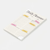 Minimaler Studienplaner mit stündlichem Zeitplan Post-it Klebezettel (angewinkelt)