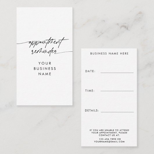 Minimaler Termin Erinnerung Skript Firmenname (Vorne/Hinten)