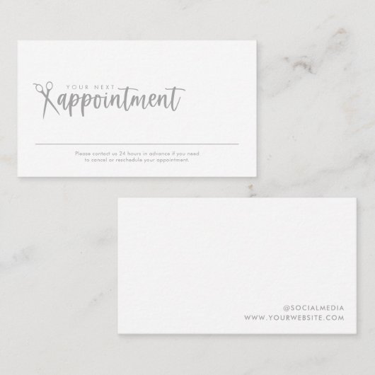 Minimaler Termin Karte für Haarstühle (Vorne/Hinten)