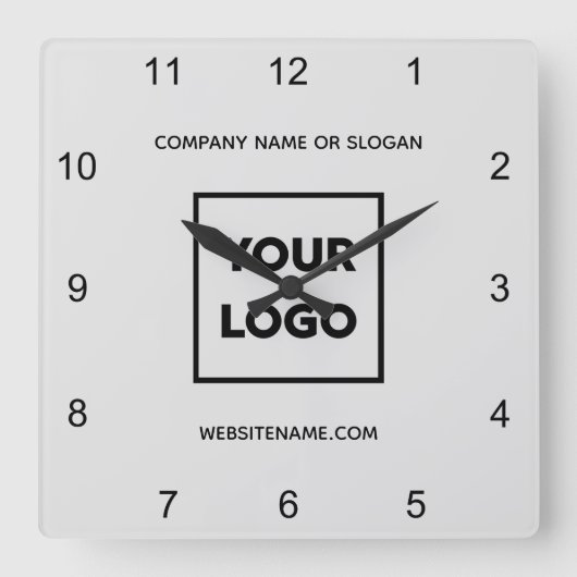 Minimaler Text für das benutzerdefinierte Firmenlo Quadratische Wanduhr (Vorderseite)