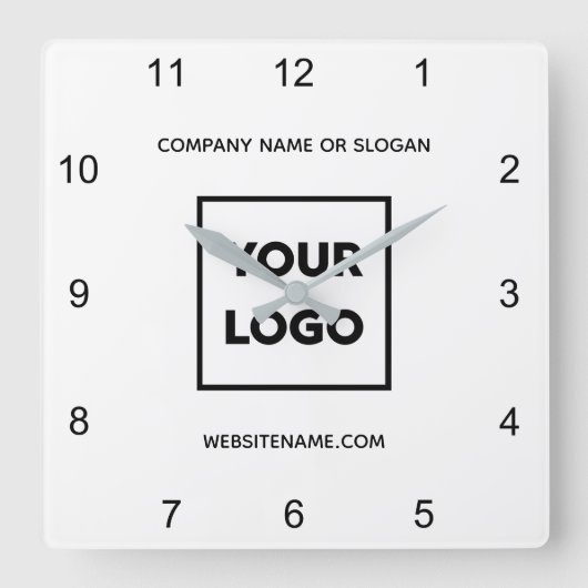 Minimaler Text für das benutzerdefinierte Firmenlo Quadratische Wanduhr (Vorderseite)
