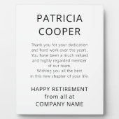 Minimaler Text Schwarz-weiß Rettiree-Geschenk von  Fotoplatte (Vorderseite)