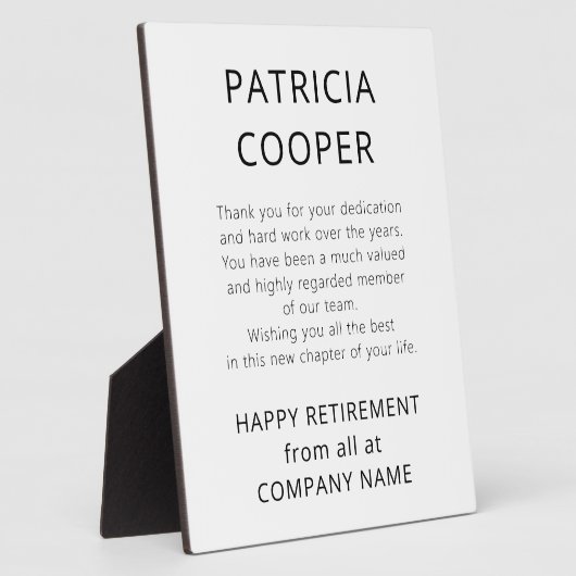 Minimaler Text Schwarz-weiß Rettiree-Geschenk von Fotoplatte (Seite)