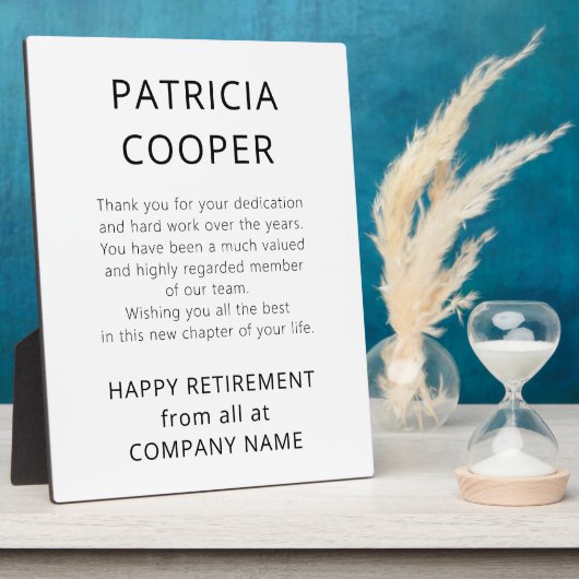 Minimaler Text Schwarz-weiß Rettiree-Geschenk von  Fotoplatte (Seite)