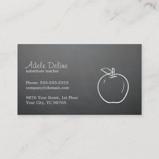 Minimaler Textur Grauer weißer Apfellehrer Visitenkarte (Vorderseite)