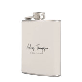 Minimaler Trauzeuge Trauzeuge Beige Sand Script Flachmann (Links)