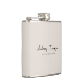 Minimaler Trauzeuge Trauzeuge Beige Sand Script Flachmann (Rechts)