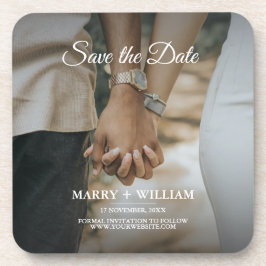 Minimaler Trendy Ersetzen von Foto Save the Date Getränkeuntersetzer