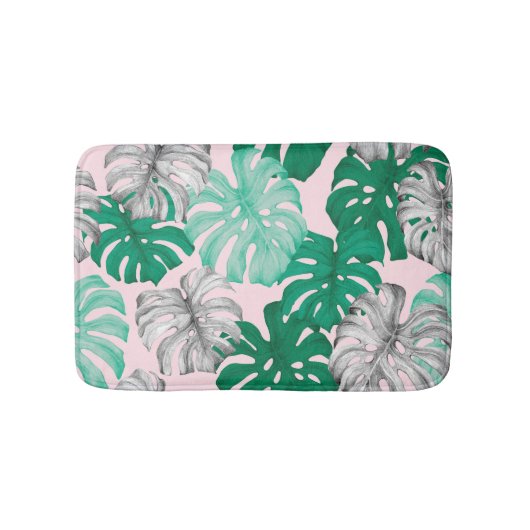 Minimaler Tropischer Monstera Duo-Ton Badematte (Vorderseite)