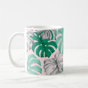 Minimaler Tropischer Monstera Duo-Ton Kaffeetasse