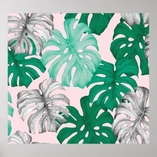 Minimaler Tropischer Monstera Duo-Ton Poster (Vorne)