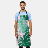 Minimaler Tropischer Monstera Duo-Ton Schürze (Getragen)