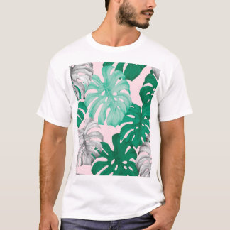 Minimaler Tropischer Monstera Duo-Ton T-Shirt