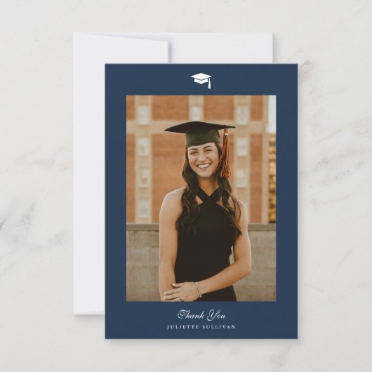 Minimaler Typ Foto Abschluss Dankeskarte (Vorderseite)