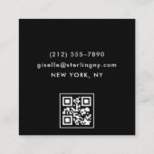 Minimaler Typografie Black Silver Luxury QR Code Quadratische Visitenkarte (Rückseite)