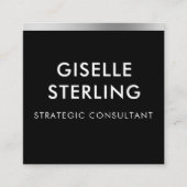 Minimaler Typografie Black Silver Luxury QR Code Quadratische Visitenkarte (Vorderseite)