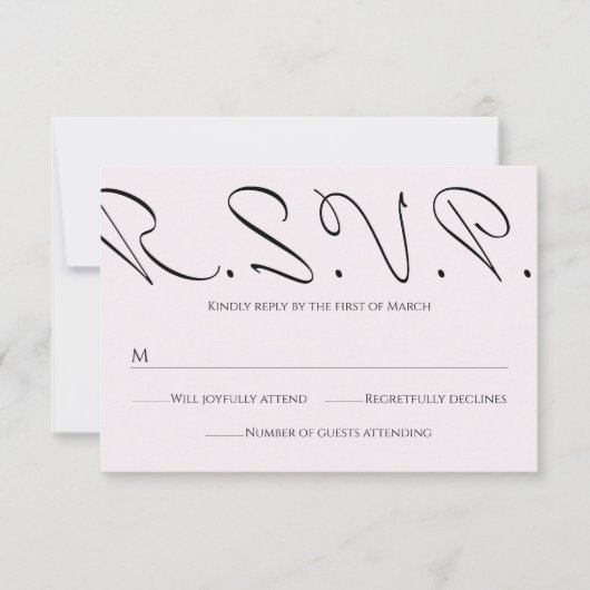 Minimaler typografischer Spaß und dennoch formale  RSVP Karte (Vorderseite)