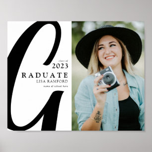 Minimaler Typografy Graduate Foto Abschluss Poster
