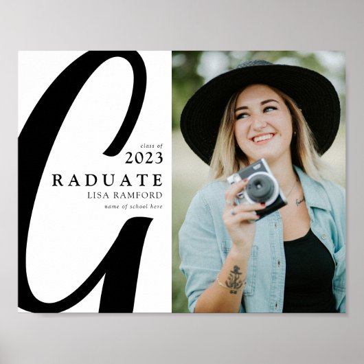 Minimaler Typografy Graduate Foto Abschluss Poster (Vorne)