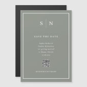 Minimaler und chic Sage Green QR-Code Save the Dat Magneteinladung (Vorne/Hinten)