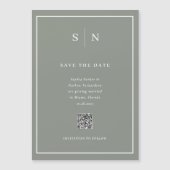 Minimaler und chic Sage Green QR-Code Save the Dat Magneteinladung (Vorderseite)