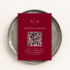 Minimaler und schicker Burgund und rosa QR Code Ho Begleitkarte