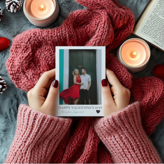 Minimaler Valantinstag Schwarz & Weiß & Foto Feiertagskarte