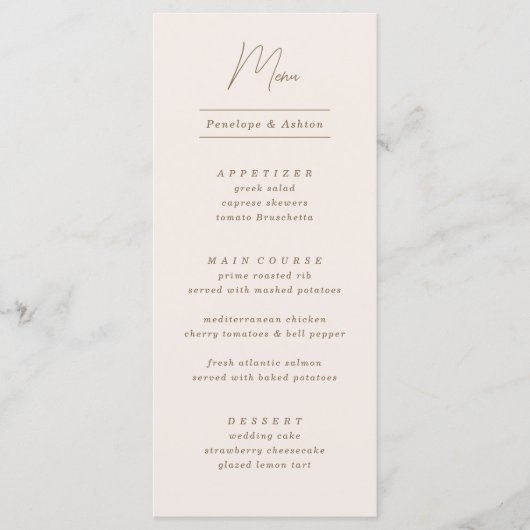 Minimaler Verzierter Rahmen Menükarte (Vorderseite)