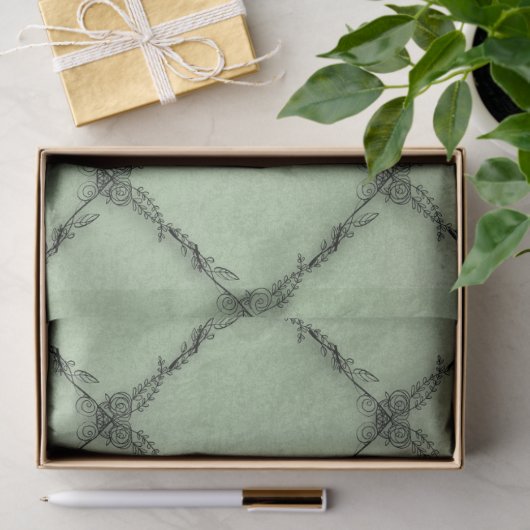 Minimaler Vintager Blumenmuster Seidenpapier (Geschenk)