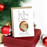 Minimaler Vintager Stil Alter Weihnachtsmann<br><div class="desc">Minimale und Vintage Weihnachtskarten,  die einen altmodischen Weihnachtsmann mit einer KreideIllustration und einem wunderschönen Schriftart schmecken. Personalisieren Sie es mit Ihrem Familiennamen oder mit jedem beliebigen Text,  den Sie gewollt haben,  um diese Feriensaison einzubeziehen.</div>