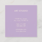 Minimaler Violet Lavender Blätter Musterskript Quadratische Visitenkarte (Rückseite)