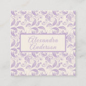Minimaler Violet Lavender Blätter Musterskript Quadratische Visitenkarte (Vorderseite)