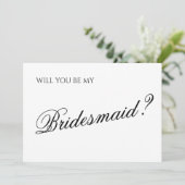 Minimaler Vorschlag für Skript-Bridesmaid Einladung (Stehend Vorderseite)