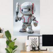 Minimaler Voxel-Athlet in weißer Uniform – Basebal Poster (Heimbüro)
